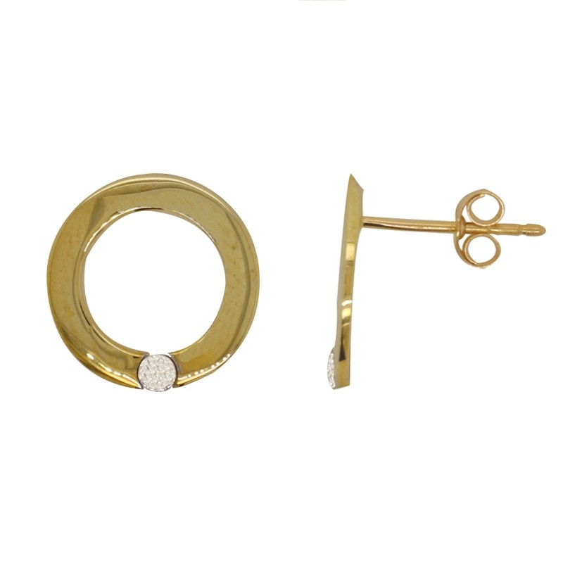 Boucles d'oreilles Carador Cercle Or jaune 375/000 et diamants 0,02 cts