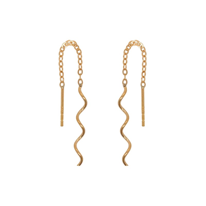 BOUCLES D'OREILLES PENDANTES CARADOR TORSADE OR 375/000