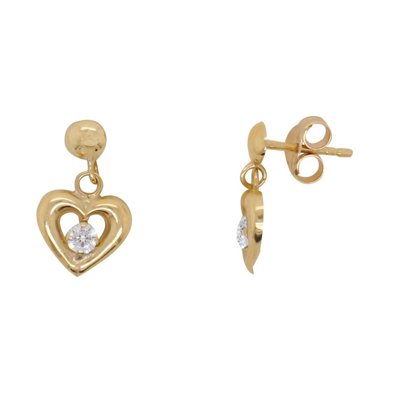 Boucles d'oreilles Carador pendantes coeur or jaune 375/000