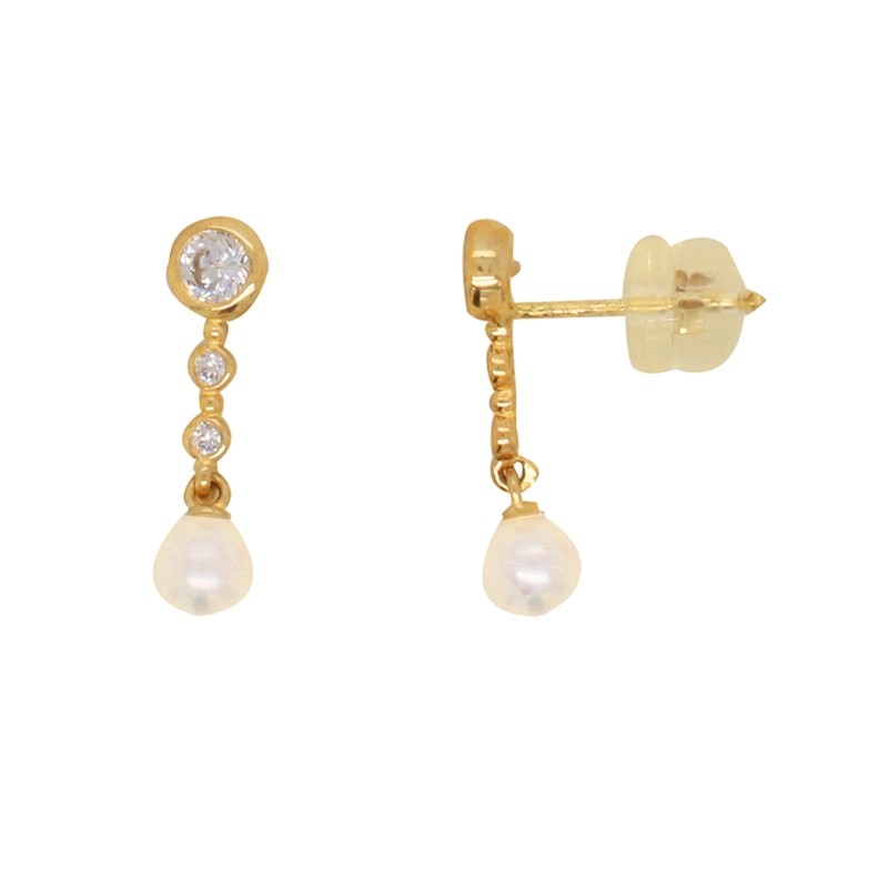 Boucles d'oreilles pendantes Carador Perle et Or jaune 375/000