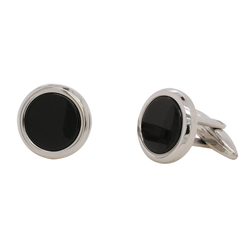 Bouton de manchette carador en acier inoxydable noir