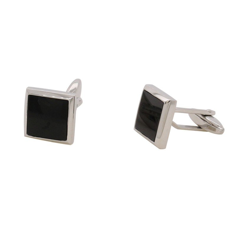 Bouton de manchette carre carador en acier inoxydable noir
