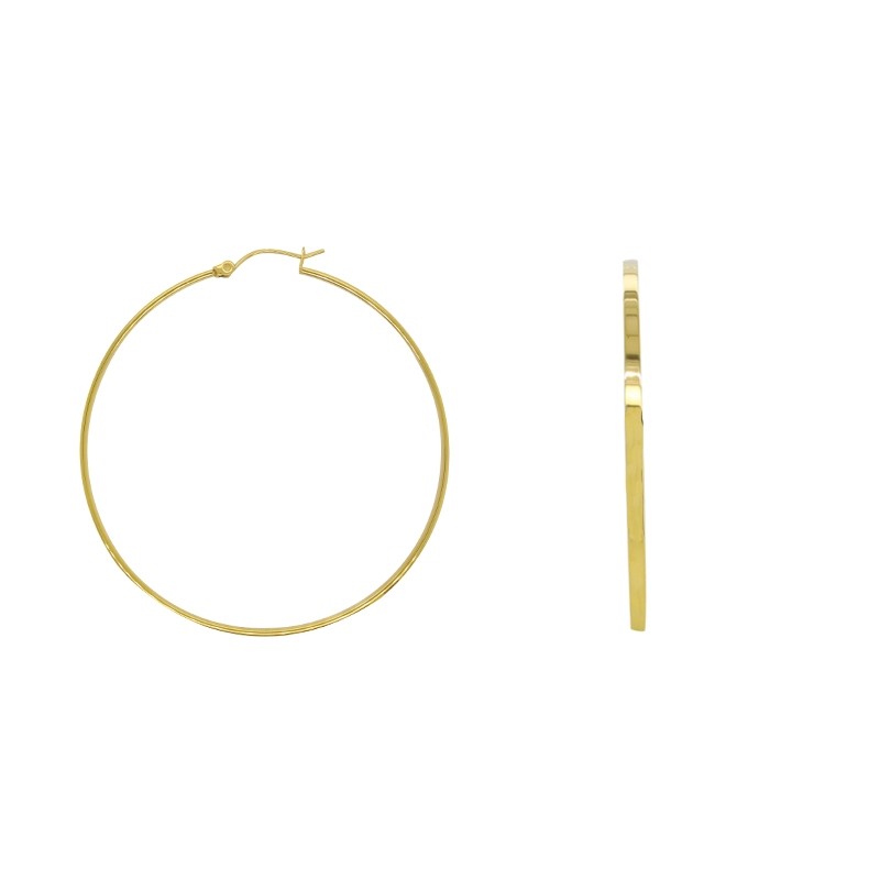 Boucles d'oreille créoles en acier forme plate ESH37Y