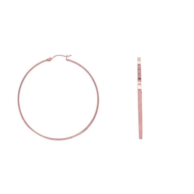 Boucles d'oreille créoles en acier forme plate ESH37RG