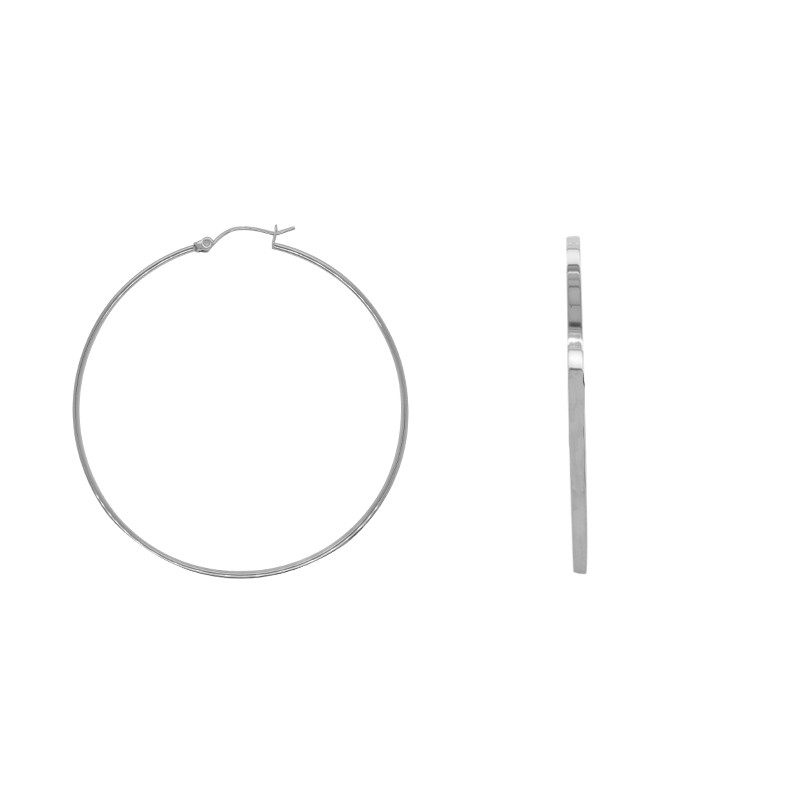 Boucles d'oreille créoles en acier forme plate ESH37W