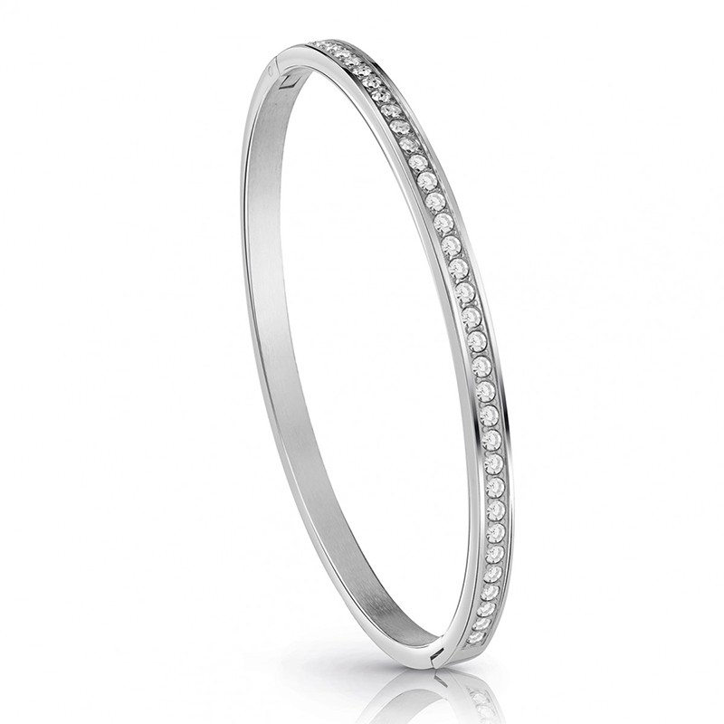 Bracelet Jonc Guess métal argenté et cristaux UBB28133-S