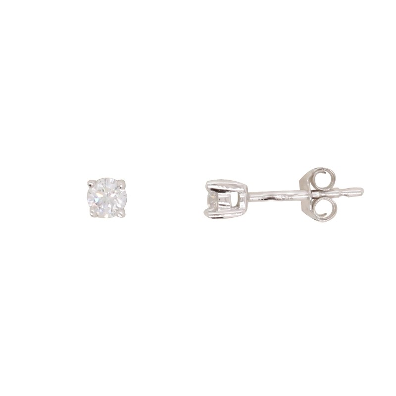 Boucles d'oreilles solitaire or blanc 750/000 et diamant