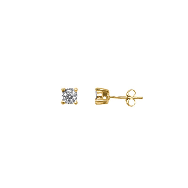 Boucles d'oreilles Carador Solitaire Or jaune 750/000 et diamant 0.20 cts