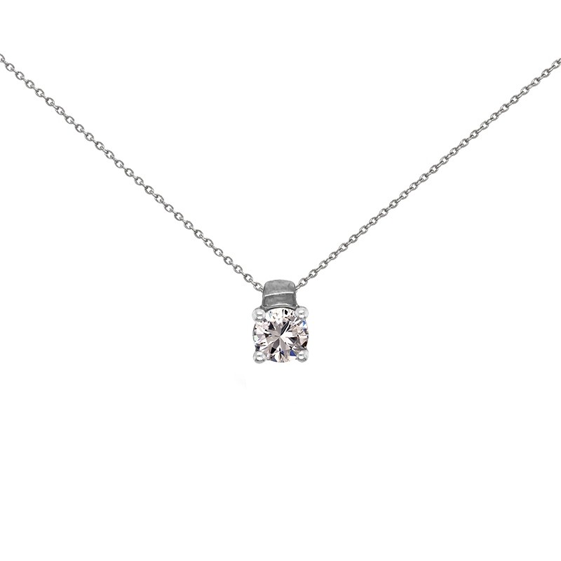 Collier solitaire Carador or blanc 750/000 et diamant 0,40 cts