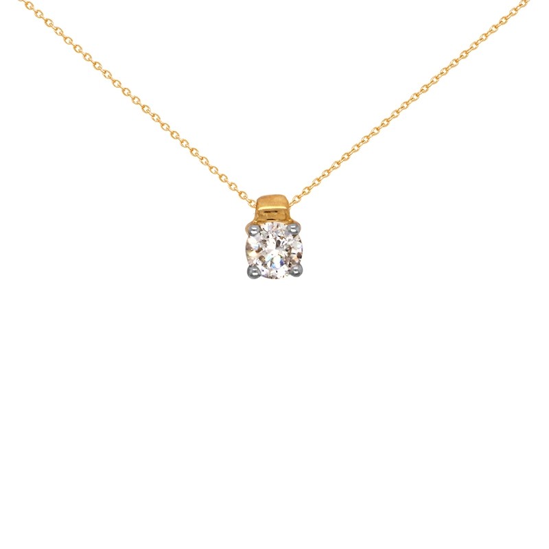Collier Solitaire Carador Or jaune 750/000 et diamant 0,30 cts