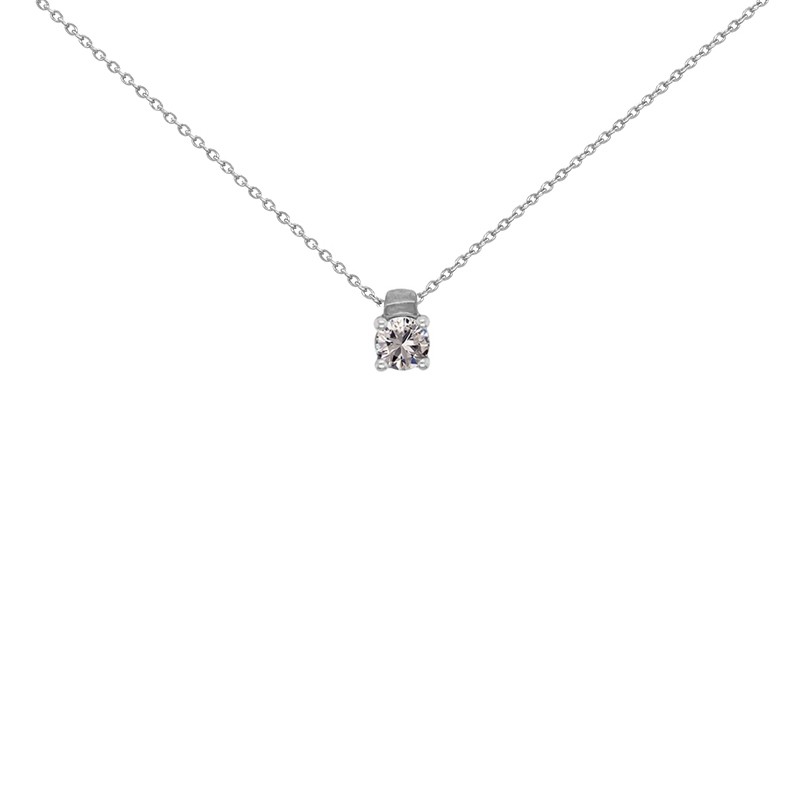 Collier Solitaire carador Or blanc 750/000 et diamant 0,1 cts