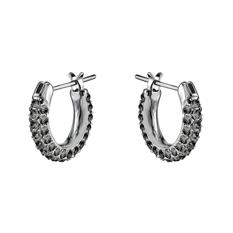 Boucles d'oreilles Swarovski Stone métal rhodié, cristaux noirs 5446023