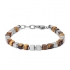 Bracelet homme Fossil perles oeil de tigre et acier JF03132040