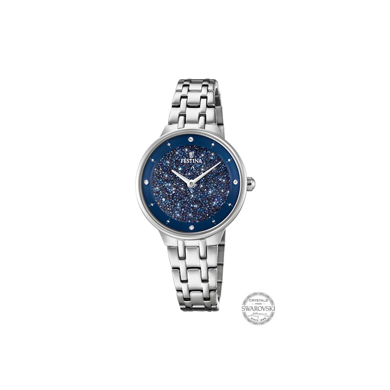 Montre Festina Mademoiselle acier argenté, cadran bleu F20382/2