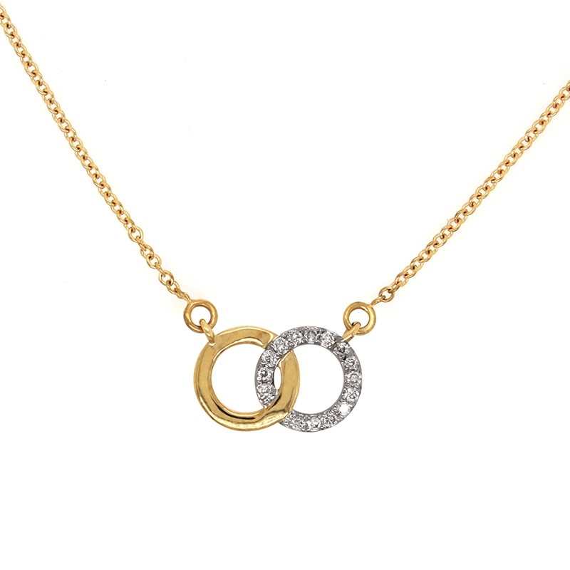 Collier Femme Carador anneaux enlacés en or bicolore 750/000 et diamants