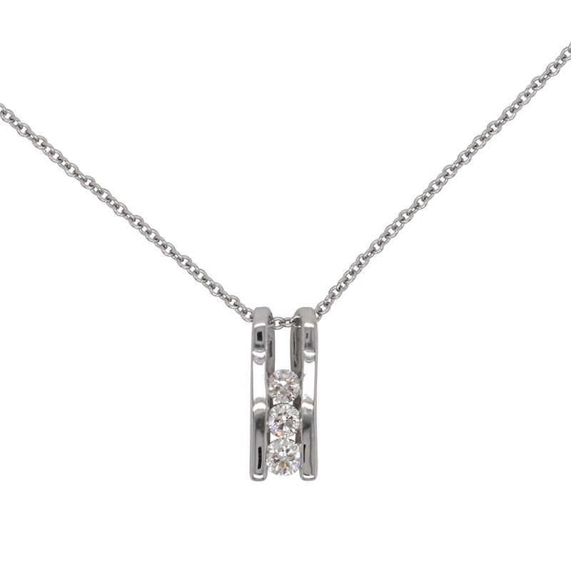 Collier Femme Carador trilogie de diamants en or blanc 750/000 