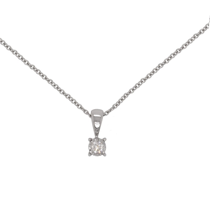 Collier Femme Carador solitaire diamant 0,07 cts en or blanc 750/000