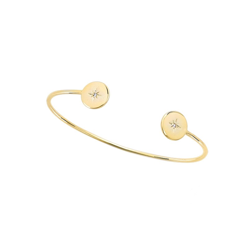 Jonc Carador pastilles étoilées en plaqué or et oxydes de zirconium