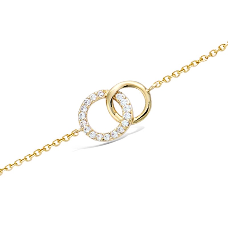 Bracelet souple Carador cercles enlacés en plaqué or et oxydes de zirconium