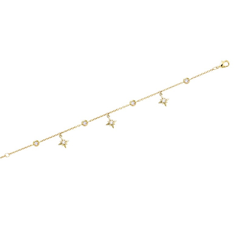 Bracelet souple Carador pampilles étoilées en plaqué or et oxydes de zirconium