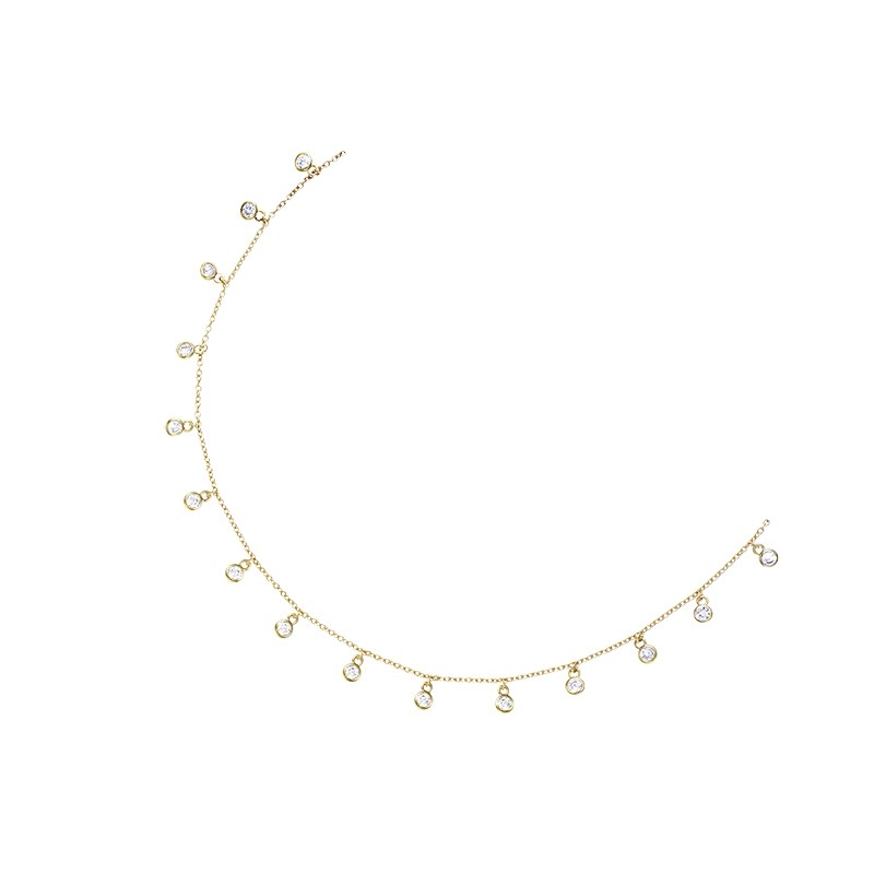 Collier Carador pampilles oxydes de zirconium en plaqué or 