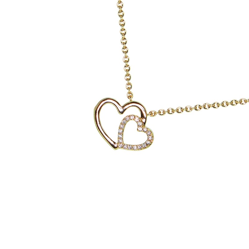 Collier Carador coeurs enlacés en plaqué or et oxydes de zirconium