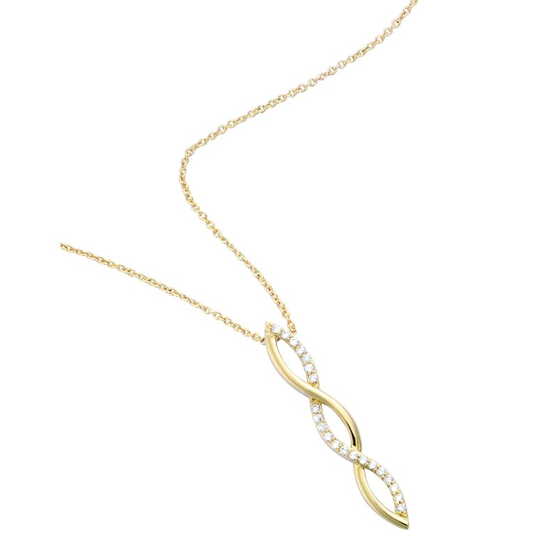 Collier Carador tresse en plaqué or et oxydes de zirconium