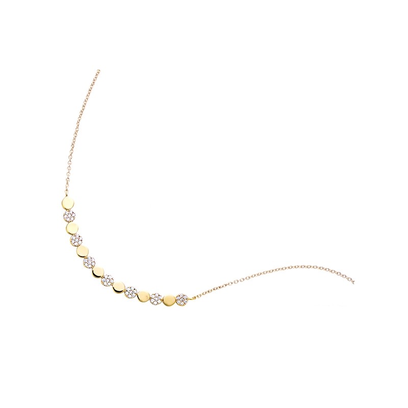 Collier Carador pastilles alternées en plaqué or et oxyde de zriconium