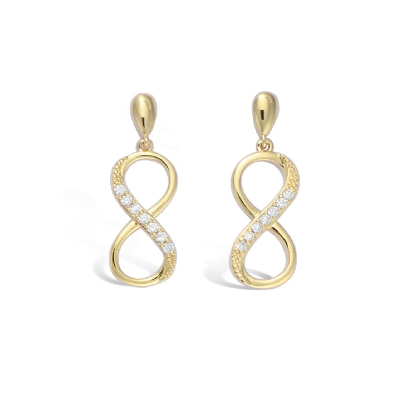 Boucles d'oreilles pendantes Carador infini en plaqué or et oxydes de zirconium