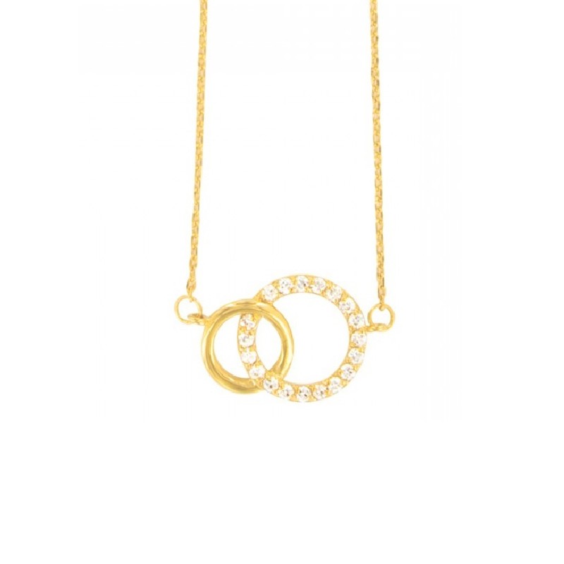 Collier Carador cercles enlacés en plaqué or et oxyde de zirconium