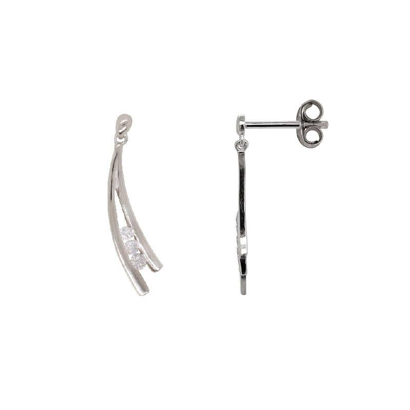 Boucles d'oreilles pendantes Carador fantaisie argent 925/000 et oxydes de zirconium
