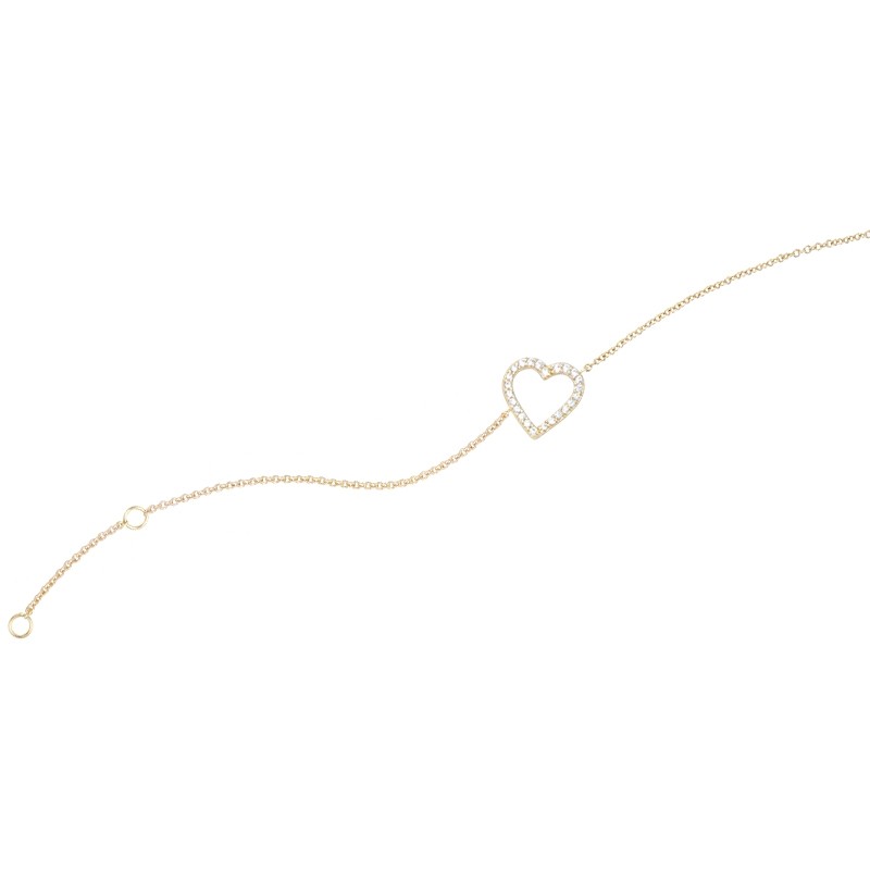 Bracelet Femme Carador coeur évidé plaqué or et oxydes de zirconium