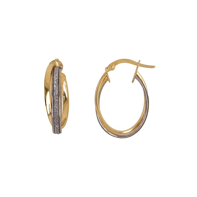 Boucles d'oreilles Carador créoles glitter ovales en or jaune 375/000