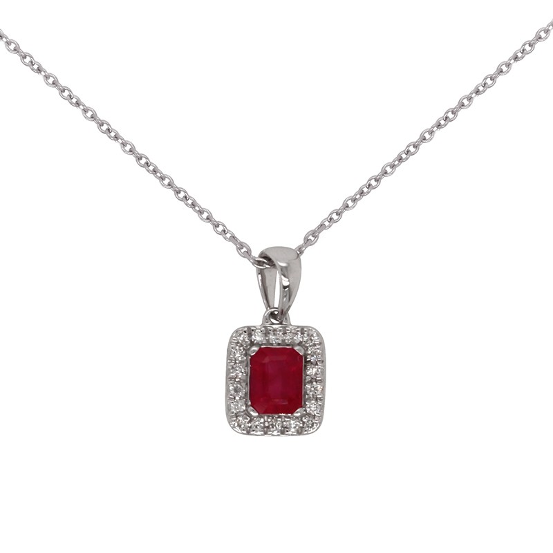 Collier Carador en Or blanc 750/000 avec pendentif Rubis et Diamants