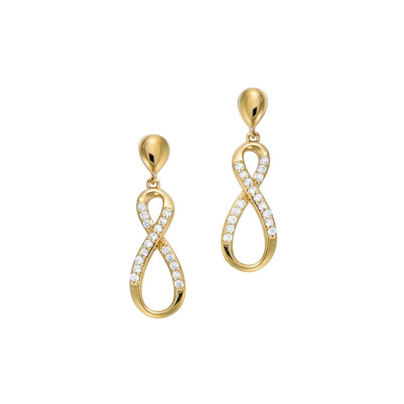 Boucles d'oreilles Carador infini oxydes de zirconium en plaqué or