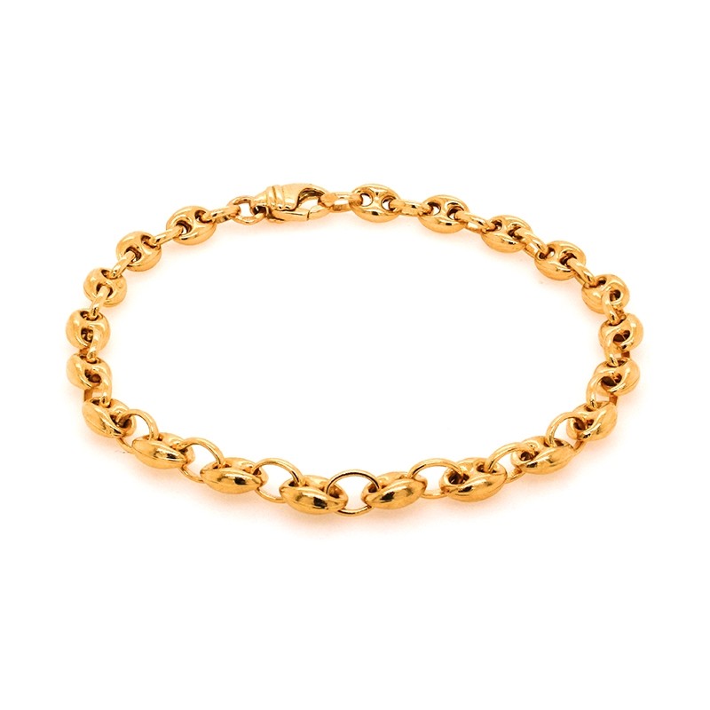 Bracelet en or jaune 750/000 CARADOR maille grain de café