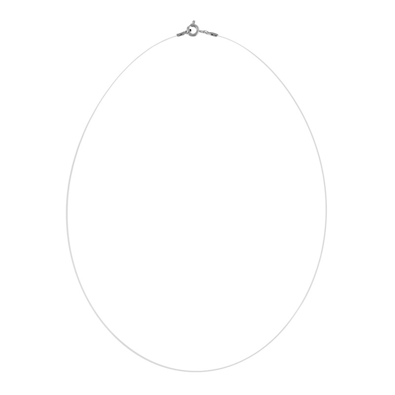 Collier cable nylon et attache en or blanc 750/000
