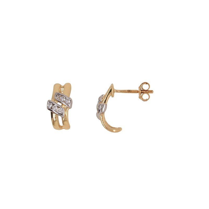 Boucles d'oreilles en or bicolore 750/000 et diamants
