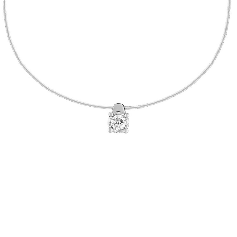 Collier en nylon et diamant de chez CARADOR or blanc 750/000