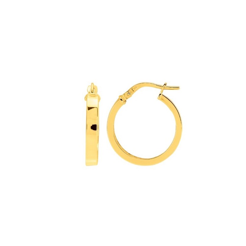 Boucles d'oreilles Créoles Carador fil rectangle en or jaune 750/00 diamètre 19 mm