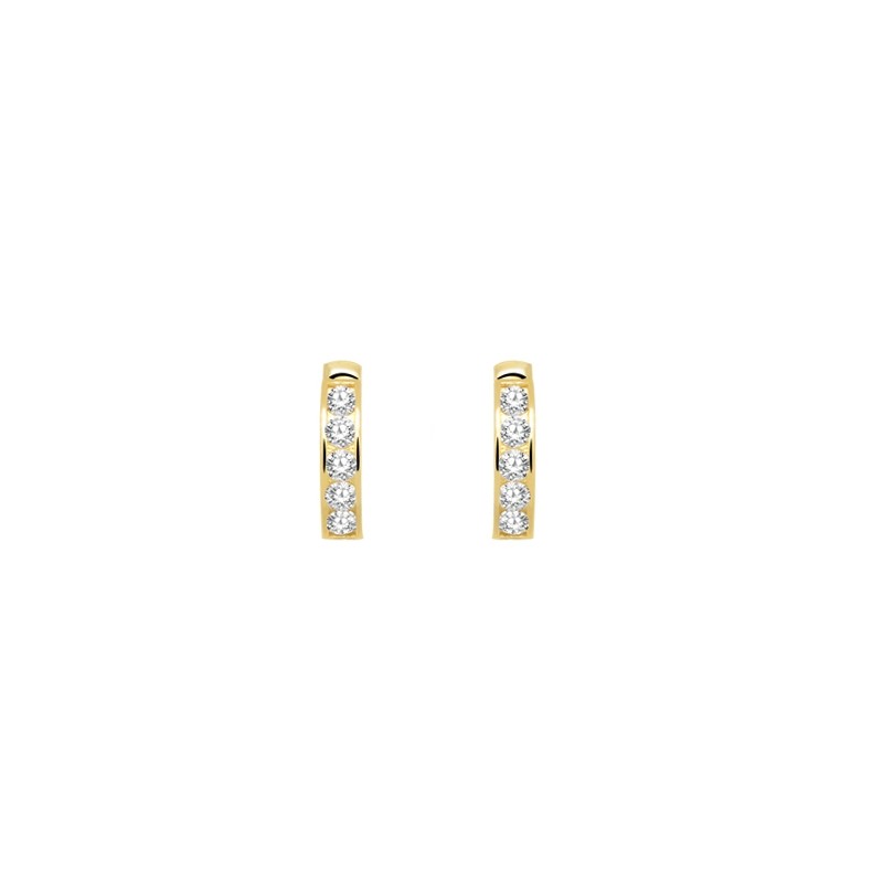 Boucles d'oreilles Carador demi-créoles empierrées en or jaune 375/000 et zircons