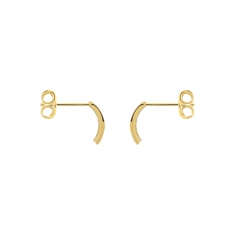 Boucles d'oreilles Carador demi-créoles empierrées en or jaune 375/000 et zircons
