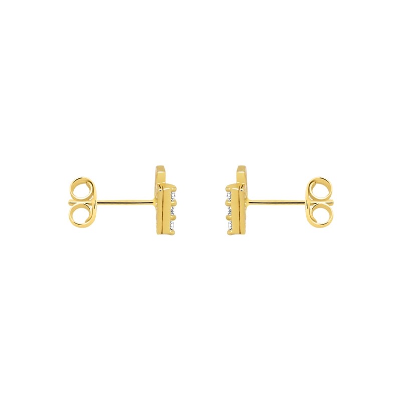 Boucles d'oreilles Carador trilogie double barrette en or jaune 375/000 et oxydes de zirconium