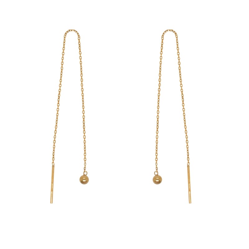 Boucles d'oreilles traversantes boules Carador en or jaune 375/000 