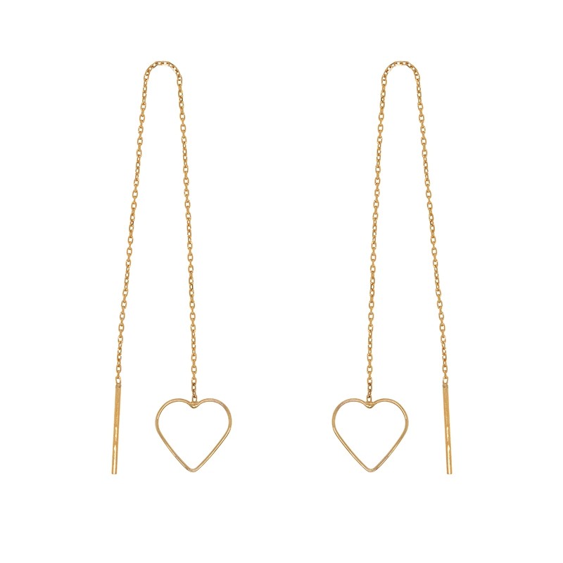 Boucles d'oreilles traversantes Coeurs Carador en or jaune 375/000 