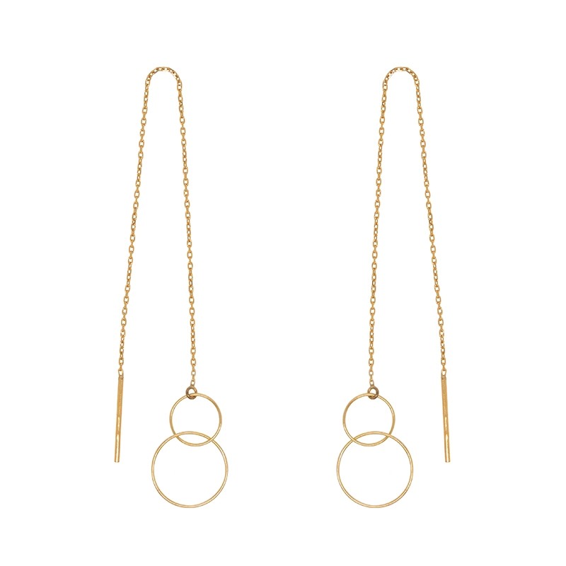 Boucles d'oreilles traversantes double Cercles Carador en or jaune 375/000 