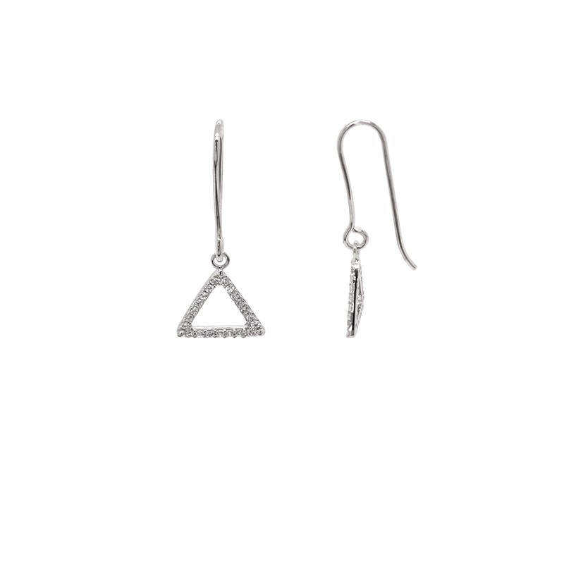 Boucles d'oreilles pendantes triangle Carador en or blanc 375/000 et oxydes de zirconium