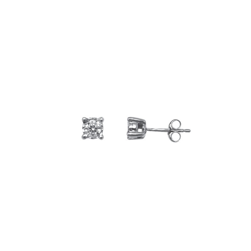 Boucles d'oreilles Carador Or blanc 375/000 et diamant 0.20 cts