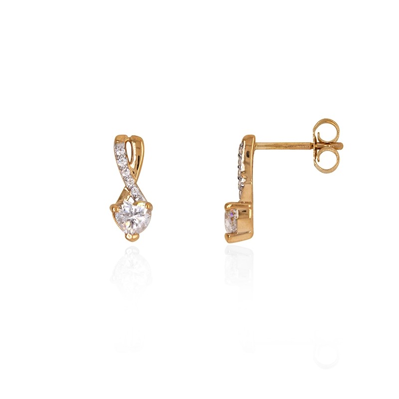 Boucles d'oreilles amour étenel Carador en or jaune 375/000 et oxydes de zirconium