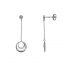 Boucles d'oreilles double cercles suspendus Carador en or blanc 375/000 et oxydes de zirconium